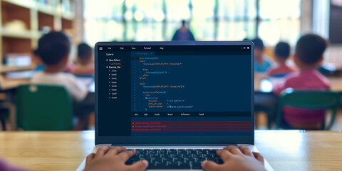 Software development programming on computer screen for brisk application and program coding
