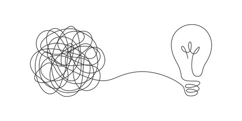 Chaos to Idea Concept with Light Bulb Symbol