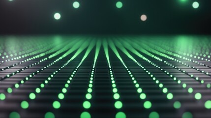 Wall Mural - Futuristic LED grid pathway, glowing green lights
