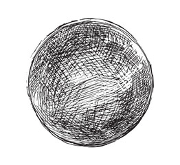 Wall Mural - Hand drawn shaded spheres. Simple black and white pen and ink doodle sketches of circles with different types of shading texture. Shading tutorial, organic hand drawn design elements.