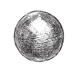 Wall Mural - Hand drawn shaded spheres. Simple black and white pen and ink doodle sketches of circles with different types of shading texture. Shading tutorial, organic hand drawn design elements.