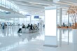 © menon - Showcase of blank digital billboard mockup near waiting lounge airport environment