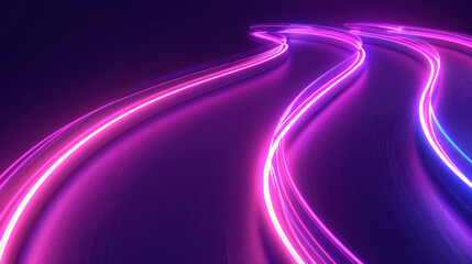 Wall Mural - Neon pink light trails on dark background
