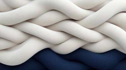 Wall Mural - abstract interwoven, wavy shapes in cream and navy blue. soft, flowing organic forms