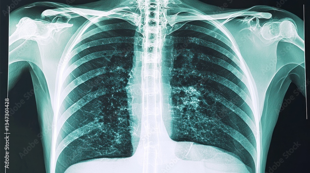 Chest X-Ray Showing Diffuse Lung Opacity Stock Illustration | Adobe Stock