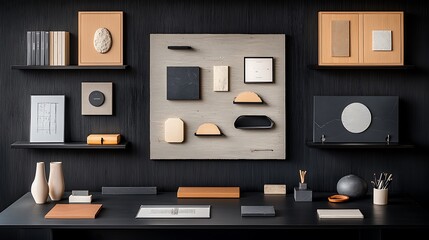 Modern minimalist home office display