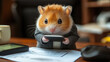 © Oleksandr - Hardworking hamster in business suit at work in the office with its mobile