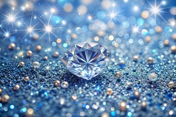 Canvas Print - single diamond on blue glitter with luxurious texture