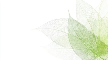 Wall Mural - Green transparent leaf veins overlap in background. For use in design, art, or abstract concepts