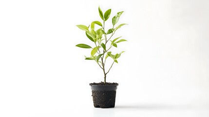Young tree stem with healthy bright green natural leafy texture