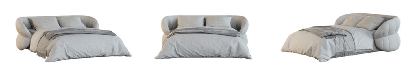 Aufkleber - Bed isolated on transparent background. 3D render.