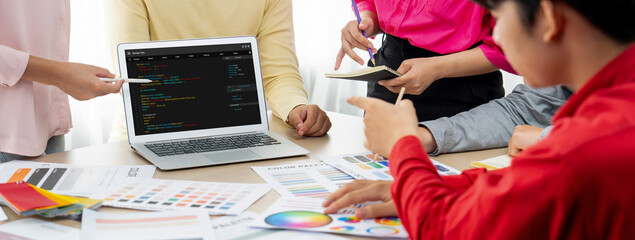 Software development programming on computer screen for brisk application and program coding