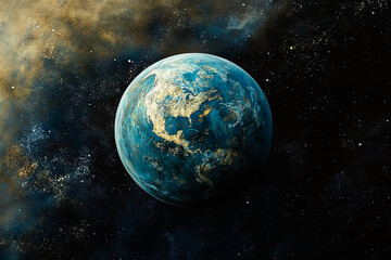 Wall Mural - Earth-Like Planet in Deep Space