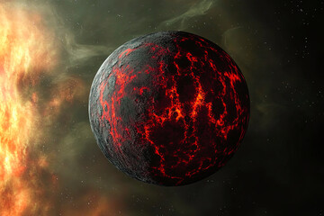 Wall Mural - Molten Planet in Space