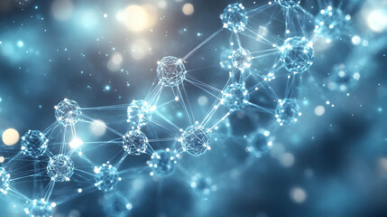 Wall Mural - medical-themed digital background with abstract molecular structures, transparent connections and a 