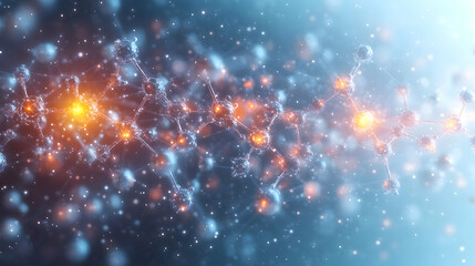 Wall Mural - minimalist medical-themed molecular network with soft floating chemical structures, white and light 