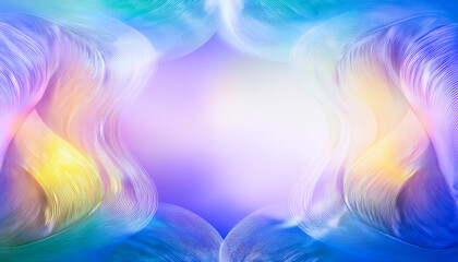 Aufkleber - Colorful abstract design with flowing shapes in shades of blue, purple, and yellow displaying fluid movement