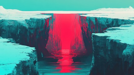 Wall Mural - abstract depiction of a large canyon with vibrant color contrasts