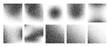 © marruu - Grainy noise square vector set. Dot grain texture squares. Spray texture sand and dissolving squares. Abstract black square with gradient stipple pattern. Vector illustration