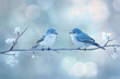 © Ahtesham - Two small blue birds perched on a branch with bokeh light in background
