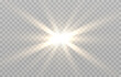 © Brain - Vector light on isolated transparent background. Sun, rays of light png. Magic glow, golden light png.
