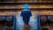 © Af - A Graduate's Journey:  A lone figure in academic regalia walks down the aisle of a historic chapel, symbolizing the culmination of years of dedication and the exciting prospect of the future.