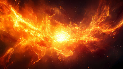 Wall Mural - fiery enigma: an abstract rendering of a glowing, fiery form, perhaps representing the core of raw e