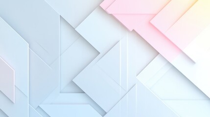 Wall Mural - abstract geometric shapes in pastel colors. a 3d rendering of layered, overlapping squares and trian