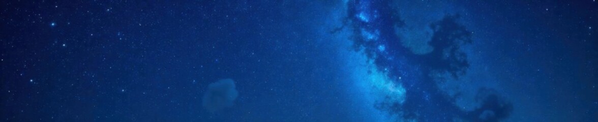 Deep space backdrop with numerous stars twinkling in blue darkness, celestial, astronomy