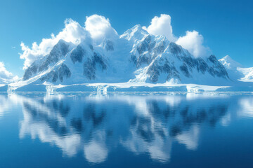 Wall Mural - A mountain range is reflected in the water