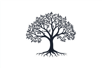 lush tree with visible roots and leaves growing strong