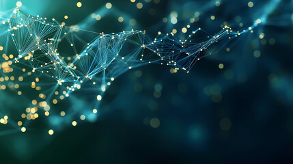 Abstract network structure in blue and green lines