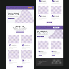 Wall Mural - Political Campaign Newsletter Layout Promoting Leaders for Future Generation l Landing Page Template