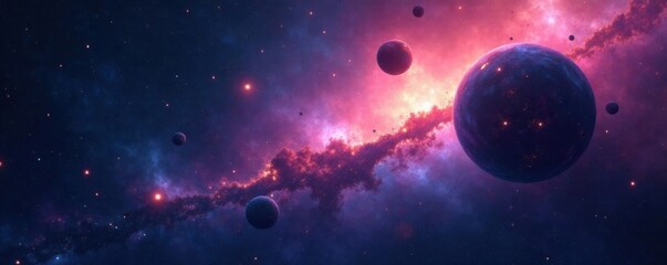 Wall Mural - Celestial bodies in a vast galaxy background with stars and nebulas, cosmos, astronomy