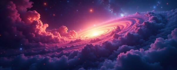 Wall Mural - Swirling clouds of gas and dust amidst a vibrant display of sparkling stars in the darkness of space, cosmic cloud, dark space, galaxy