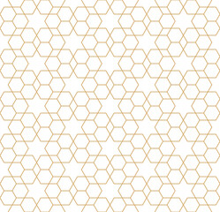 Wall Mural - golden hexagonal and star pattern on a cream background. arabesque repeat tile design with repeating