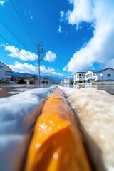 Poster - Climate Resilience Visual Urban Flood Mitigation Landscape with Vibrant Infrastructure Design - Emergency Preparedness and Adaptive Community Strategy