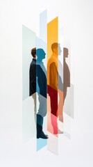 Aufkleber - Geometric Diversity Visualization Layered Translucent Silhouettes Revealing Intersectional Identity through Minimalist Design - Contemporary Social Equity Branding