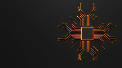 Wall Mural - abstract technology background with glowing circuit board design on dark surface