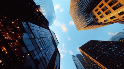 Leinwandbilder - Futuristic Urban Investment Landscape Dynamic Skyscraper Analytics in Immersive Digital Metropolis - Global Finance Visualization for Next-Gen Smart City Innovation