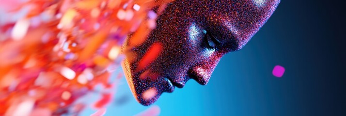 Aufkleber - Neon-Infused Digital Consciousness Avant-Garde AI Portrait Revealing Emotional Depth Through Prismatic Cybernetic Design - Futuristic Visual Technology Exploration
