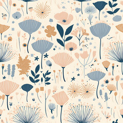Naklejka na meble Creative 2D Doodle seamless pattern Floral or flower Illustrations