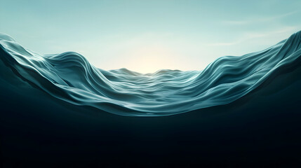 Canvas Print - deep blue underwater scene: calm ocean waves under sunlight