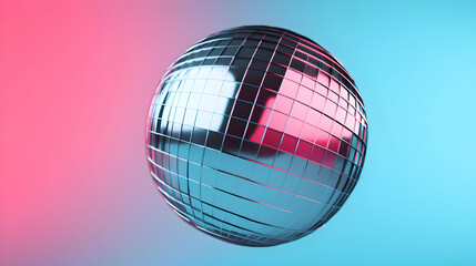 Wall Mural - glowing disco ball with pink and blue gradient lighting