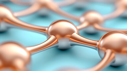 Wall Mural - golden network nodes in a complex web on blue background