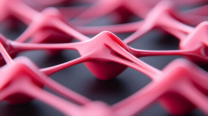 Wall Mural - interconnected pink nodes in a dark network