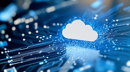 Fototapete - Innovative cloud computing illustration with digital circuits capturing the essence of modern technology : Generative AI