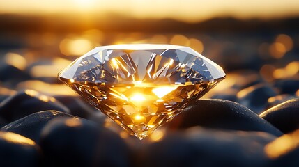 Leinwandbilder - Stunning Diamond Jewel Glimmering in Soft Light on Natural Background : Generative AI