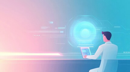 Innovative Scientist Working with Futuristic Technology Interface