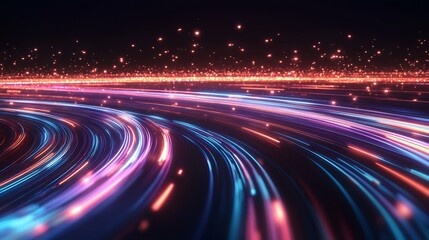 Poster - Vivid light trails flowing smoothly, creating a mesmerizing sense of speed and movement across the space : Generative AI